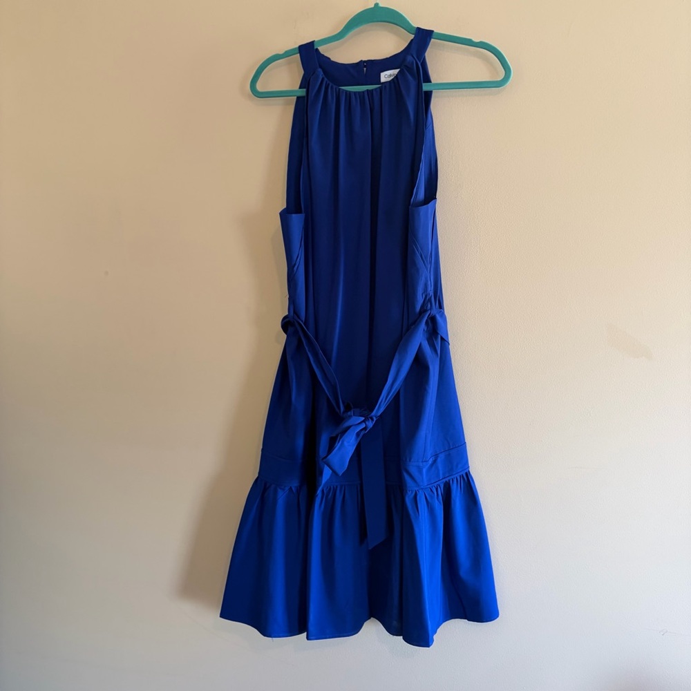 Calvin Klein Royal Blue Blouse sleeveless ruffle